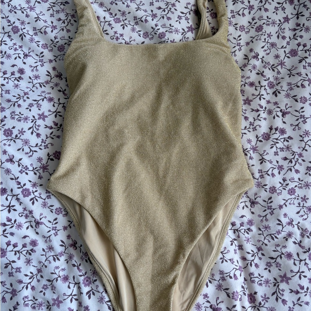 Aerie Gold One-Piece Cheekiest Swimsuit